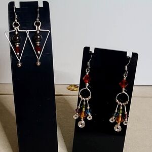 Abstract Articulated Earrings, 2 Pairs Artisan Made